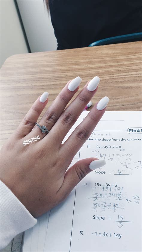 Coffin white short acrylic nails | beauty | White nails ... Alternatively, you can have blue petals and buds etched on the white nail tips, gently overlapping into the nail body.