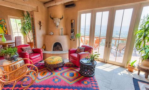 Inside This Santa Fe Desert Pueblo Home Bright Colors Are Painted On A