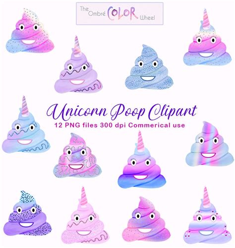 Unicorn Poop Clipart Rainbow Poop Emoji Poo Poop Clip Art Etsy