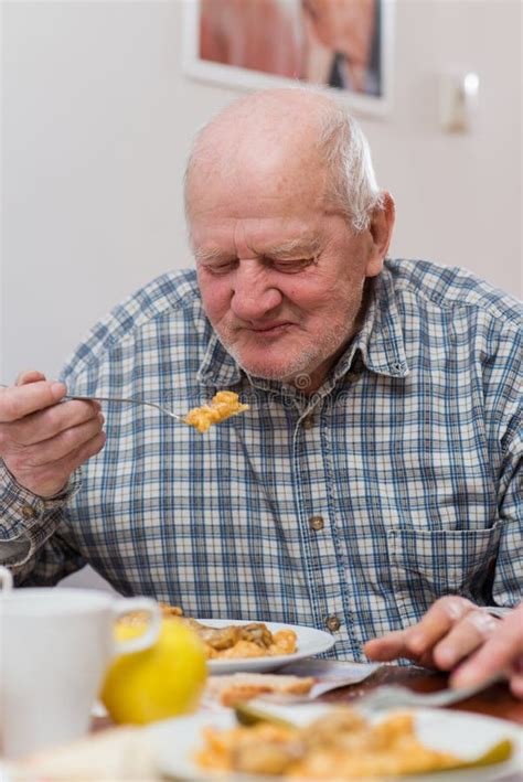 Old Man Eating Stock Image Image Of Indoors Healthy 39195475