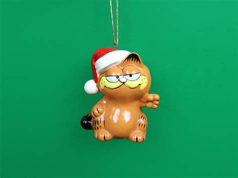 Garfield Santa Ornament Vintage Ceramic Enesco United Etsy