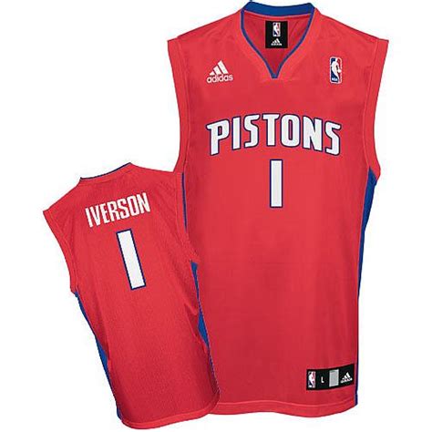 Mens Adidas Detroit Pistons 1 Allen Iverson Swingman Red Nba Jersey