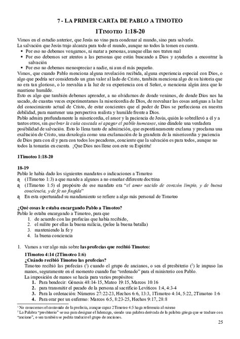 Pdf 7 La Primer Carta De Pablo A Timoteo 1timoteo 118 20 Jose