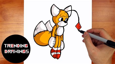 How To Draw Fnf Mod Character Tails Doll Step By Step Youtube