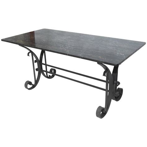 Italian Wrought Iron And Black Marble Dining Table For Sale At 1stdibs