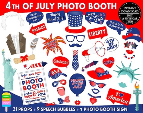 Printable 4th Of July Photo Booth Props Independence Day Props Printable American Photo Booth