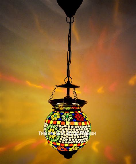 Handmade Turkish Mosaic Ceiling Hanging Pendant Lamp