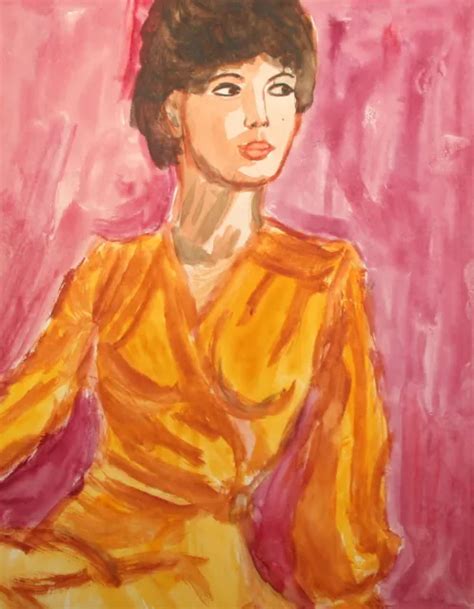 Vintage Watercolor Painting Impressionist Woman Portrait Picclick