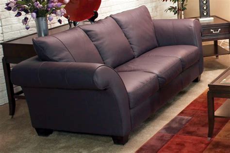 Portal Aubergine Leather Sofa