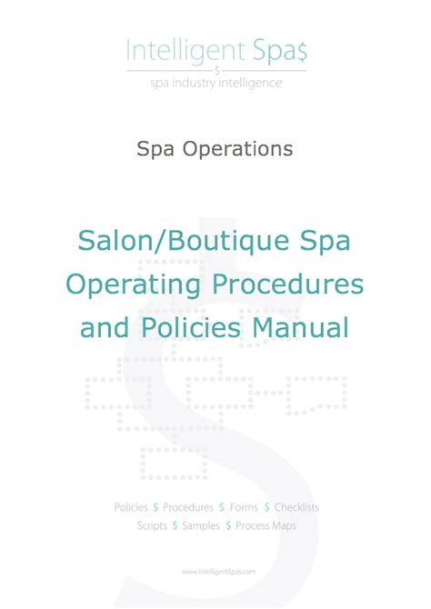 Salon Boutique Spa Operating Procedures And Policies Manual Intelligent Spas Pte Ltd