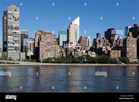 Midtown Manhattan Skyline And The East River New York City Usa Stock