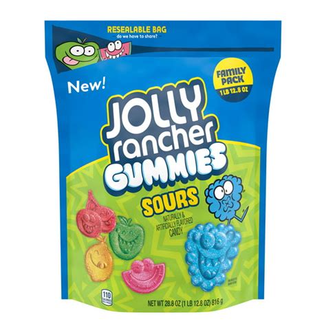 Jolly Rancher Assorted Fruit Flavored Sours Gummy Candy Resealable