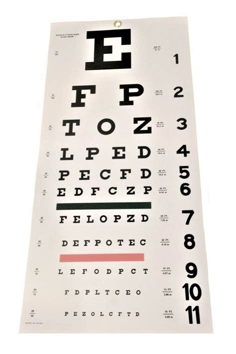 Snellen Eye Test Chart 20 Foot Distance 1 Each