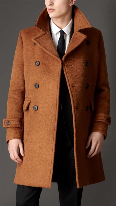 Lyst Burberry Doublebreasted Virgin Wool Alpaca Coat In Brown For Men