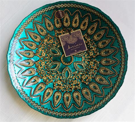 Handmade Turkish Glass Bowl By Artistic Accents Turquoise Eastern