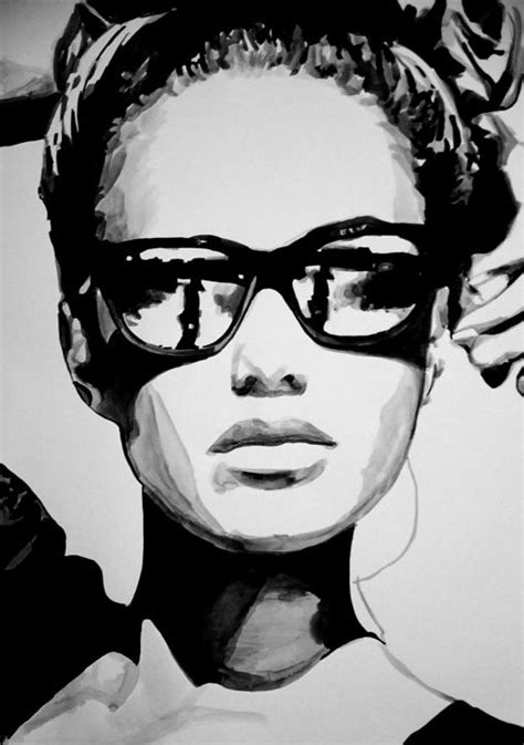 Girl With Sunglasses 101 X 72 Cm Drawing By Alexandra Djokic Artmajeur
