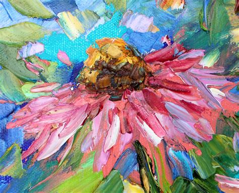 Pink Flower Painting Original Oil Abstract Impressionism Fine Art