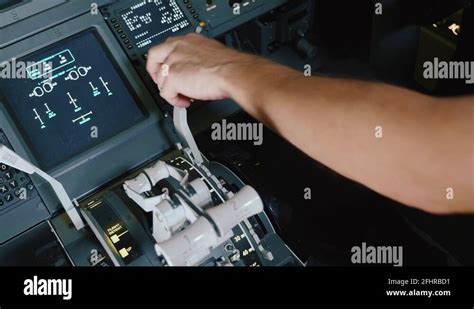 Panel Of Switches On An Aircraft Flight Deck Pilot Controls The