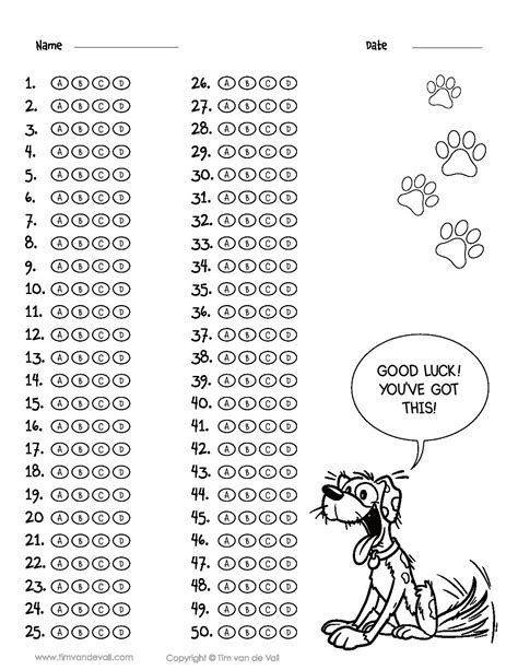 Printable Bubble Answer Sheet Template Free Printable Templates