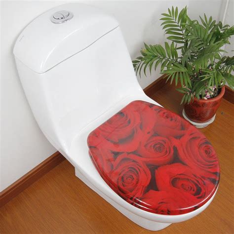 Red Rose Bathroom Accessories Safety Resin Toilet Seat Nice Decoration