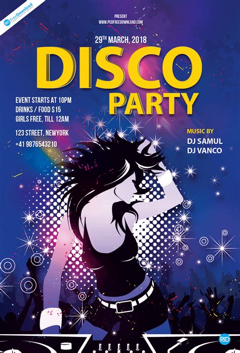 Disco Party Flyer Template Psd Free Download