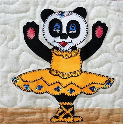 Panda Ballerina Applique Block Craftsy Quilt Block Pattern Quilts