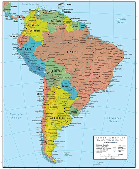 Buy Swifts South America Wall Geopolitical Edition 18x22 Laminated