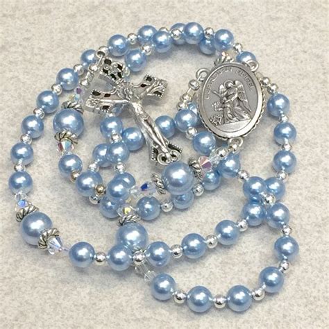 Terço Crystal Pearls Swarovski Crystals Boy Baptism Rosary Catholic