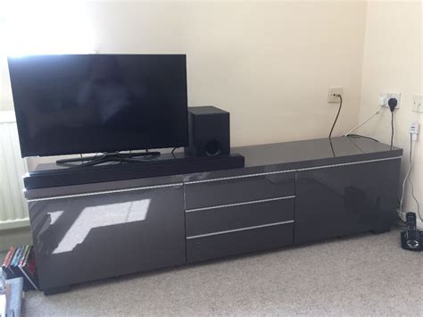 Can be placed anywhere in the room because the back is finished. IKEA TV UNIT - High gloss grey (Besta Burs) | in Saffron ...