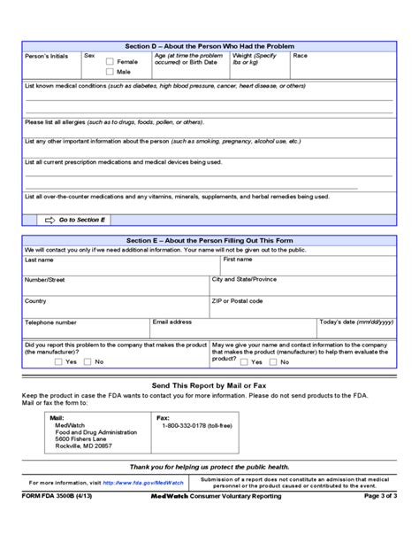 Fda Fillable Medwatch Form Printable Forms Free Online
