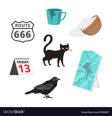 Superstitious Beliefs Signs Bad Fortune Flat Vector Image