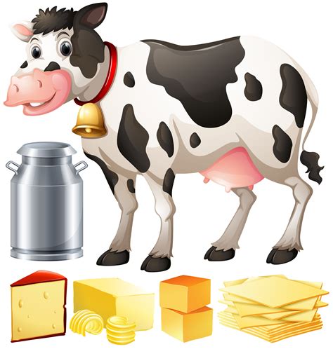 Cow And Other Dairy Produtcs 294450 Vector Art At Vecteezy