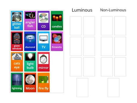 Luminous non luminous sort - Group sort