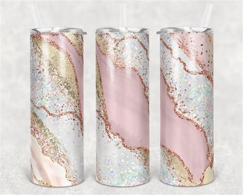 20 Oz Skinny Tumbler Sublimation Template Agate Milky Way Rose Etsy