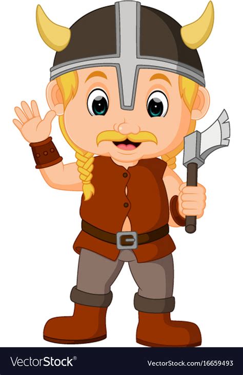 Viking Warrior Cartoon Royalty Free Vector Image
