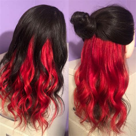 Clip In 16 Custom Color Red Hair Extension Peekaboo Etsy Hair