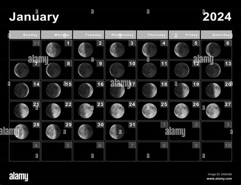 January 2024 Lunar Calendar Moon Cycles Moon Phases Stock Photo Alamy