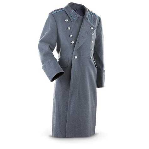 New Bulgarian Military Surplus Elite Air Force Wool Coat Gray Blue