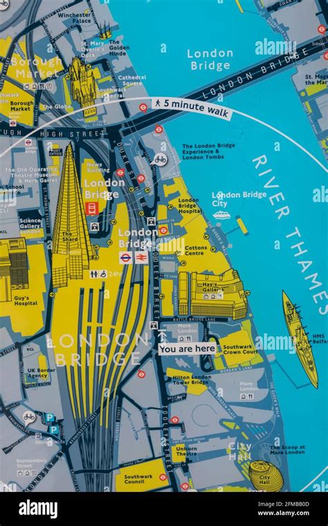 England London Southwark Street Map Showing London Bridge And London