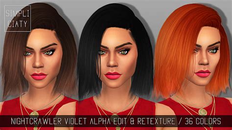 Sims 4 Ccs The Best Nightcrawler Violet Hair Alpha Edit And Retexture