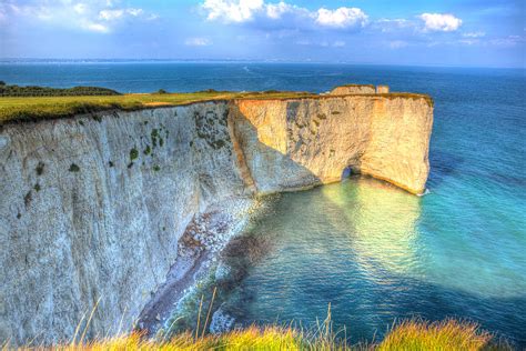 British Coast Chalk Cliffs Old Harry Rocks Dorset England Uk Like A