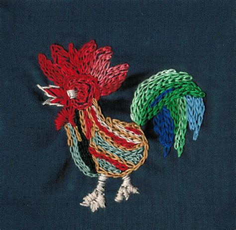 Embroidered Rooster Handmade Crafts Rooster Embroidered Projects Embroidery Stitches Log