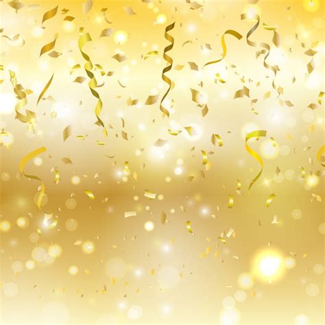 Use them in commercial designs under lifetime, perpetual & worldwide rights. Golden background with confetti and streamers | Free Vector