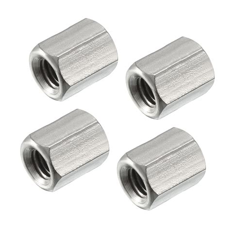M5 10mm Length 304 Stainless Steel Metric Hex Coupling Nut 4pcs