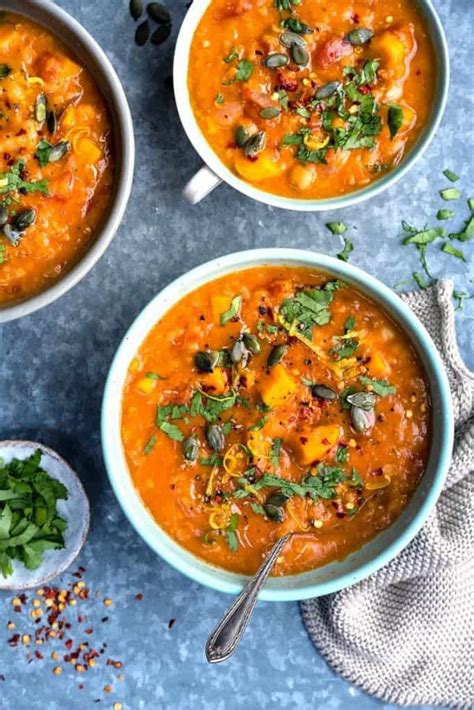 Sweet Potato Chickpea And Red Lentil Soup Supergolden Bakes