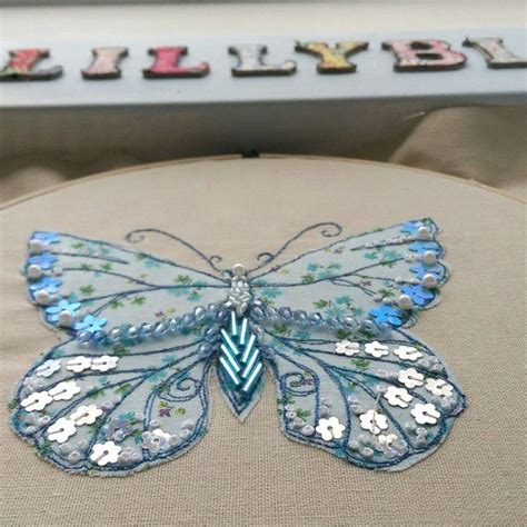 Beaded Liberty Of London Butterfly Freehand Machine Embroidery