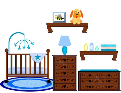 Baby Boy Nursery Crib Changing Table Digital Clip Art Set Etsy Boys