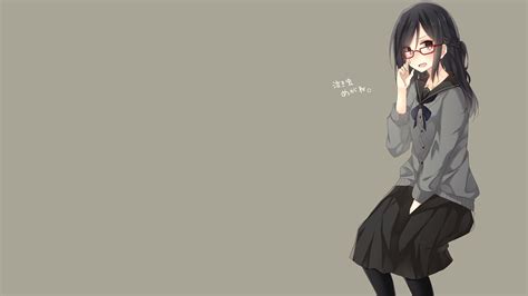 Illustration Simple Background Anime Anime Girls Glasses Black