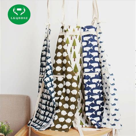 Lkqbbsz Cotton Kitchen Apron Printed Unisex Cooking Aprons Avental Dining Room Barbecue
