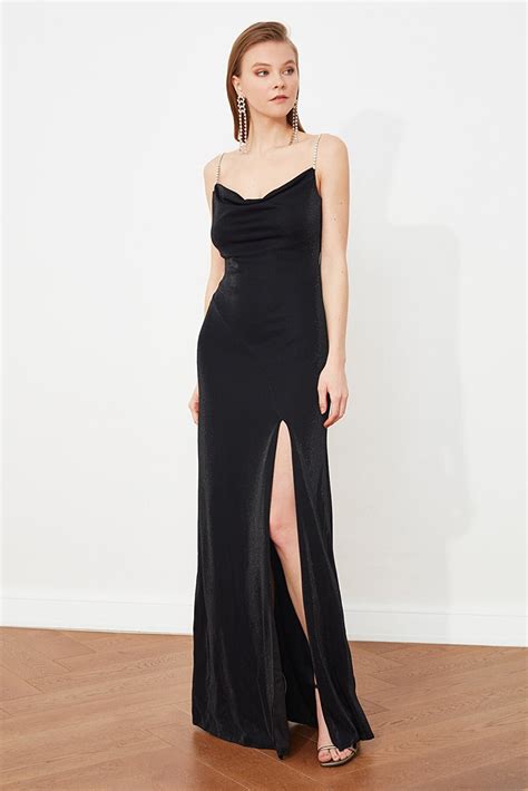 Trendyolmİlla Siyah Taş Askı Detaylı Abiye Elbise Tprss19ut0102 Fiyatı